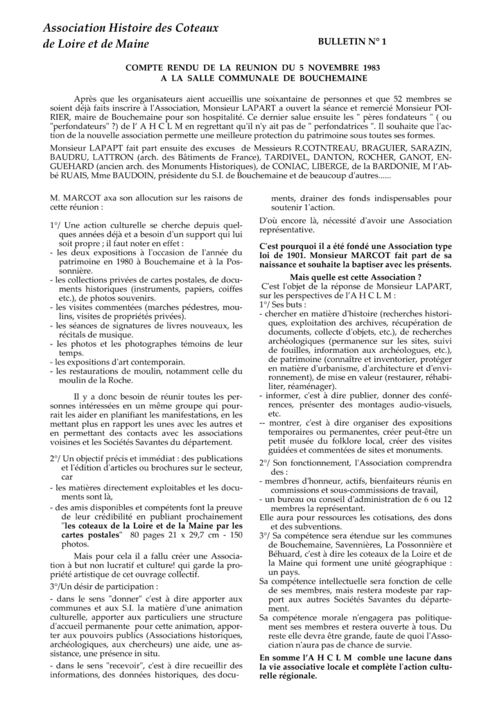 Couverture du bulletin n°1